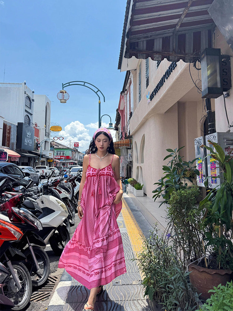 Embroidered Maxi Dress Summer Holiday Outfit