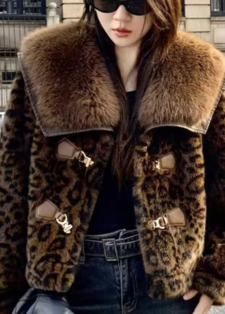 European and American Style Leopard Mink Hair Leather and Fur Coat Spring Yy014