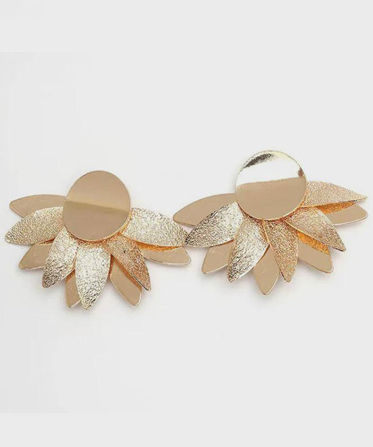 Exaggerated Gold Heavy Metal Earrings for