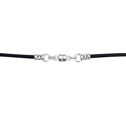 Sterling Silver 1.8mm Fine Black Leather Cord Necklace With Magnet Clasp