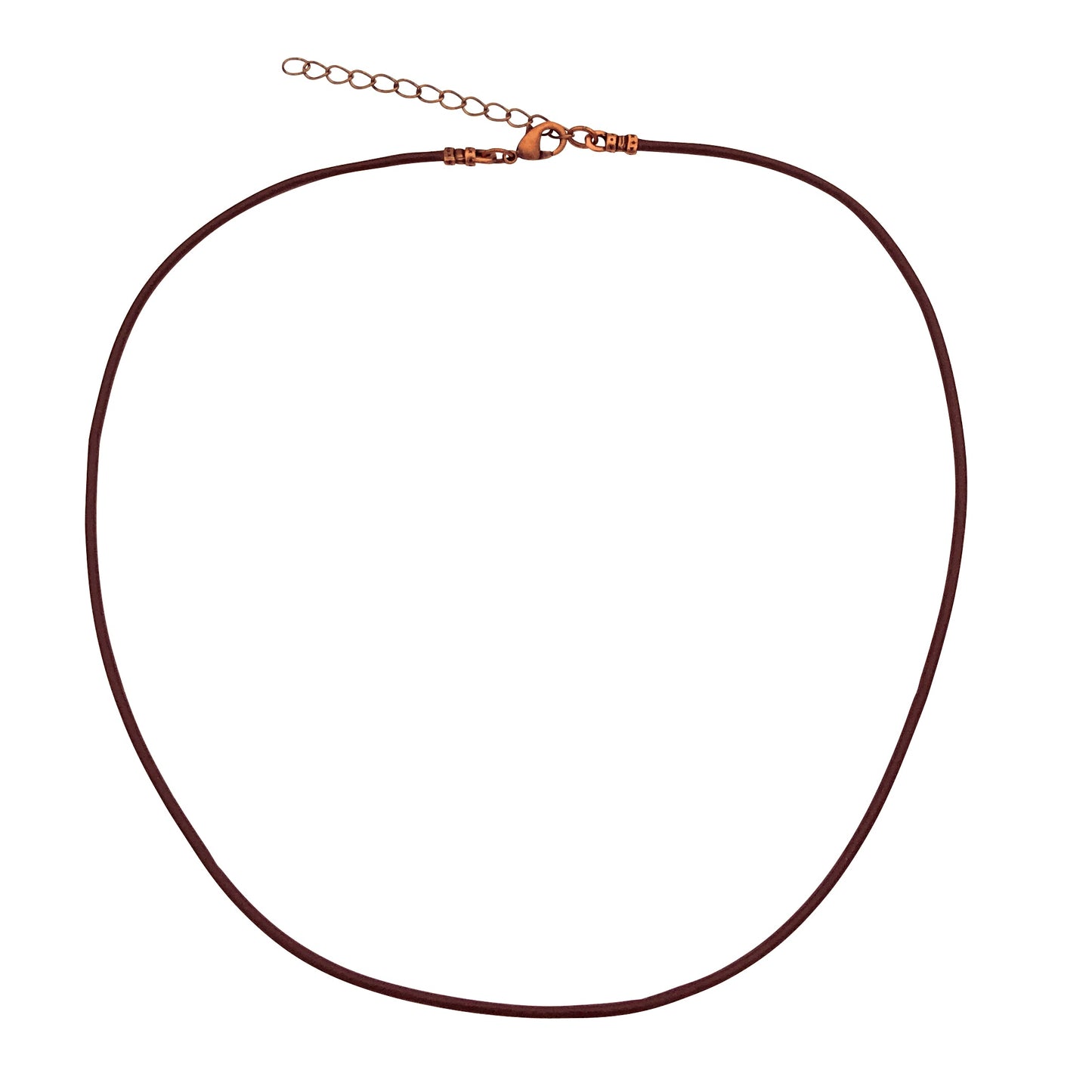 Antique Copper 1.8mm Fine Brown Leather Cord Necklace With Extender Chain