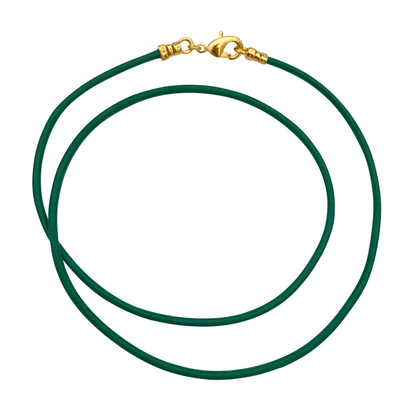 Gold Plated 1.8mm Fine Emerald Green Leather Cord Necklace
