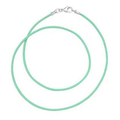 Sterling Silver 1.8mm Fine Mint Green Leather Cord Necklace