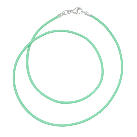 Sterling Silver 1.8mm Fine Mint Green Leather Cord Necklace