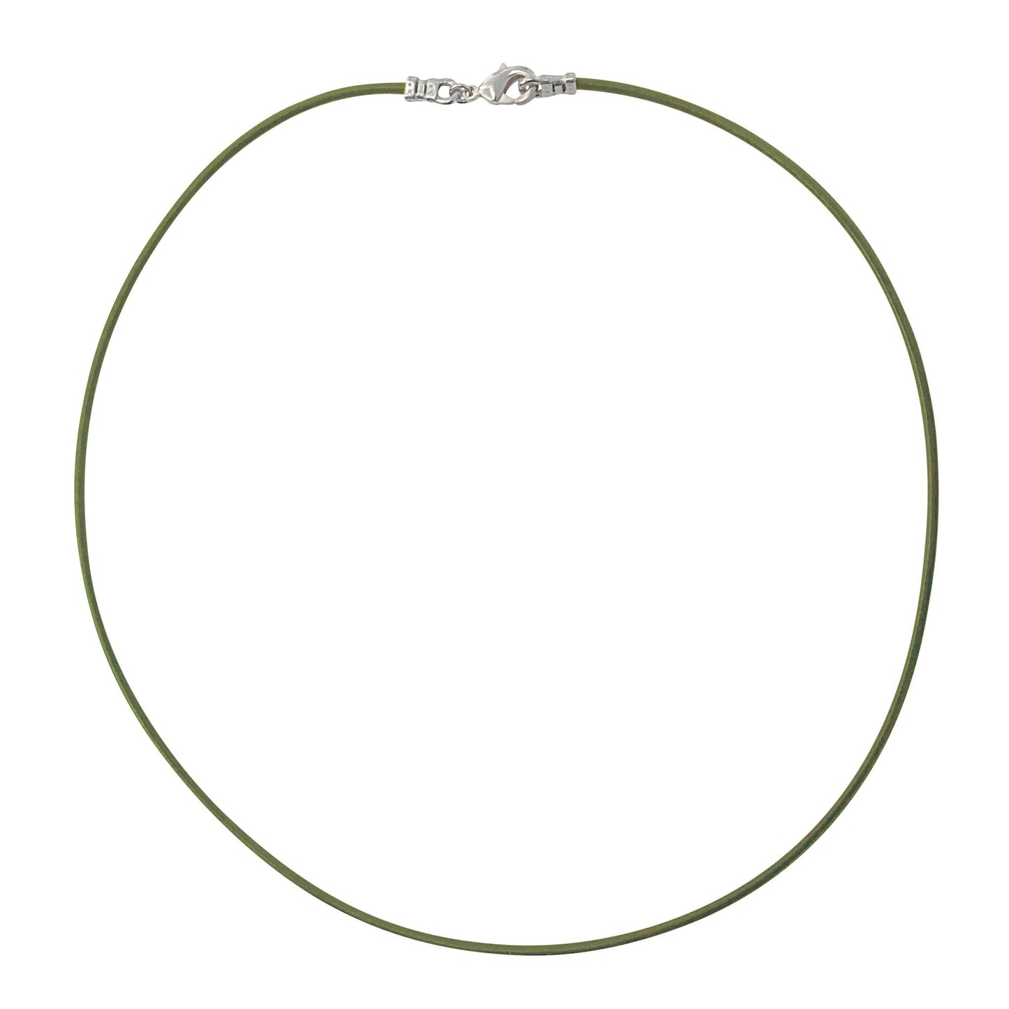 Sterling Silver 1.8mm Fine Olive Green Leather Cord Necklace