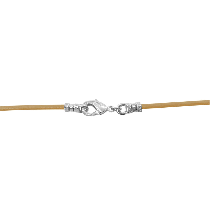 Sterling Silver 1.8mm Fine Natural Light Tan Leather Cord Necklace
