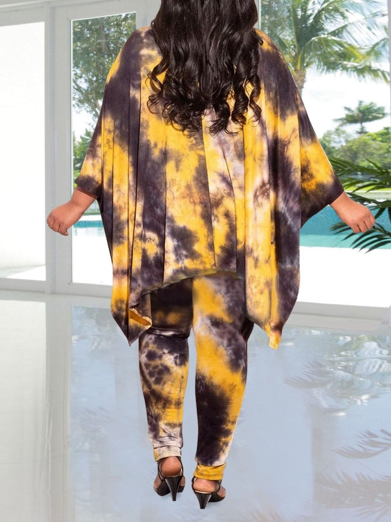 Batwing Sleeve Leopard Print Pants Set At8011