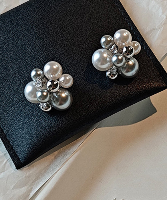 Colorblock Pearl Zircon Alloy Stud Earrings