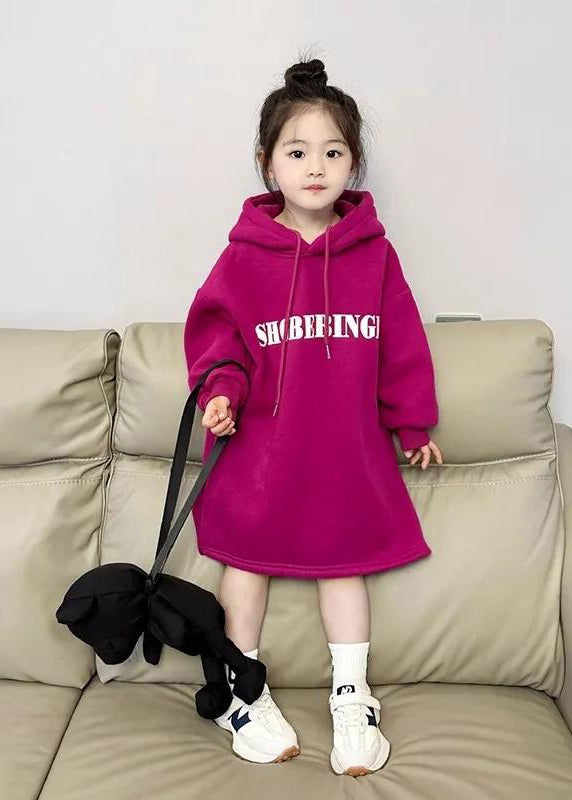 Dragonfruit Colour Graphic Patchwork Kids Hooded Fleece Sweatshirt Dress Spring Tv029