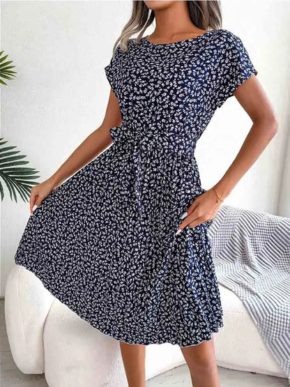 Pleated a Line Long Spring Short High Midi Dresses