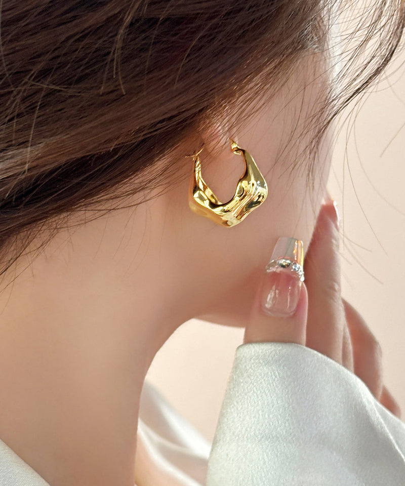Overgild Gold Earrings Copper Hoop