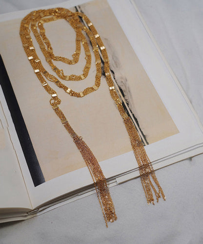 Gold Copper Overgild Multi Layer Tassel Pendant Necklace Ya024
