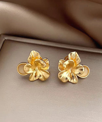 Gold Metal Alloy Cat's Eye Stud Earrings