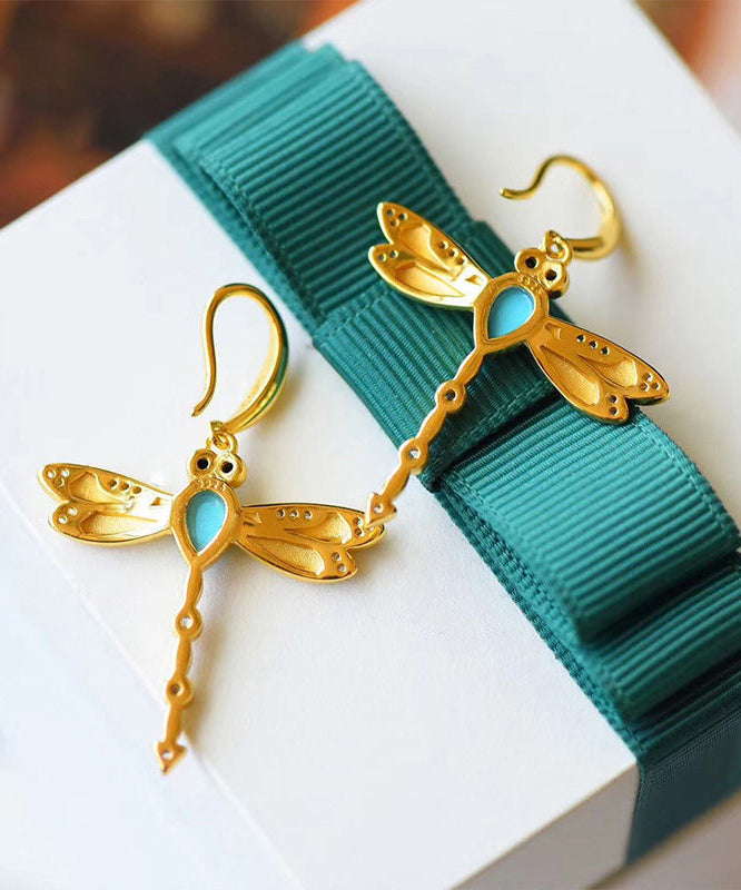 Gold Plated Turquoise Hoop Earrings