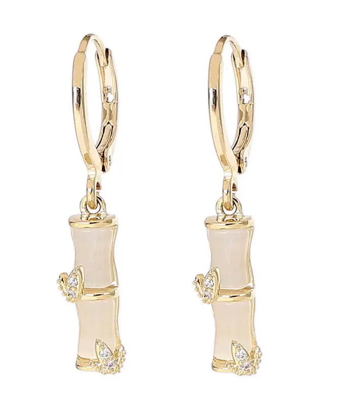 Sterling Silver Cat's Eye Stone Bamboo Knot Drop Earrings