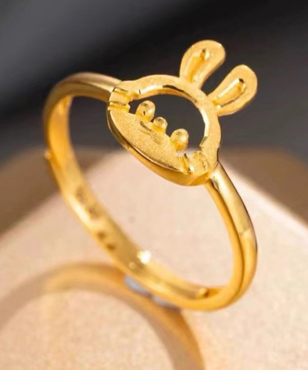 Gold Sterling Silver Overgild Little Rabbit Rings Gh1043