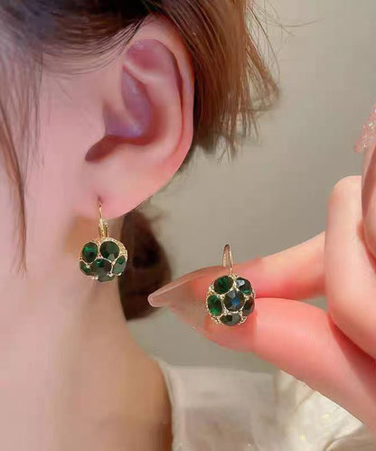 Green Copper Alloy Zircon Crystal Drop Earrings