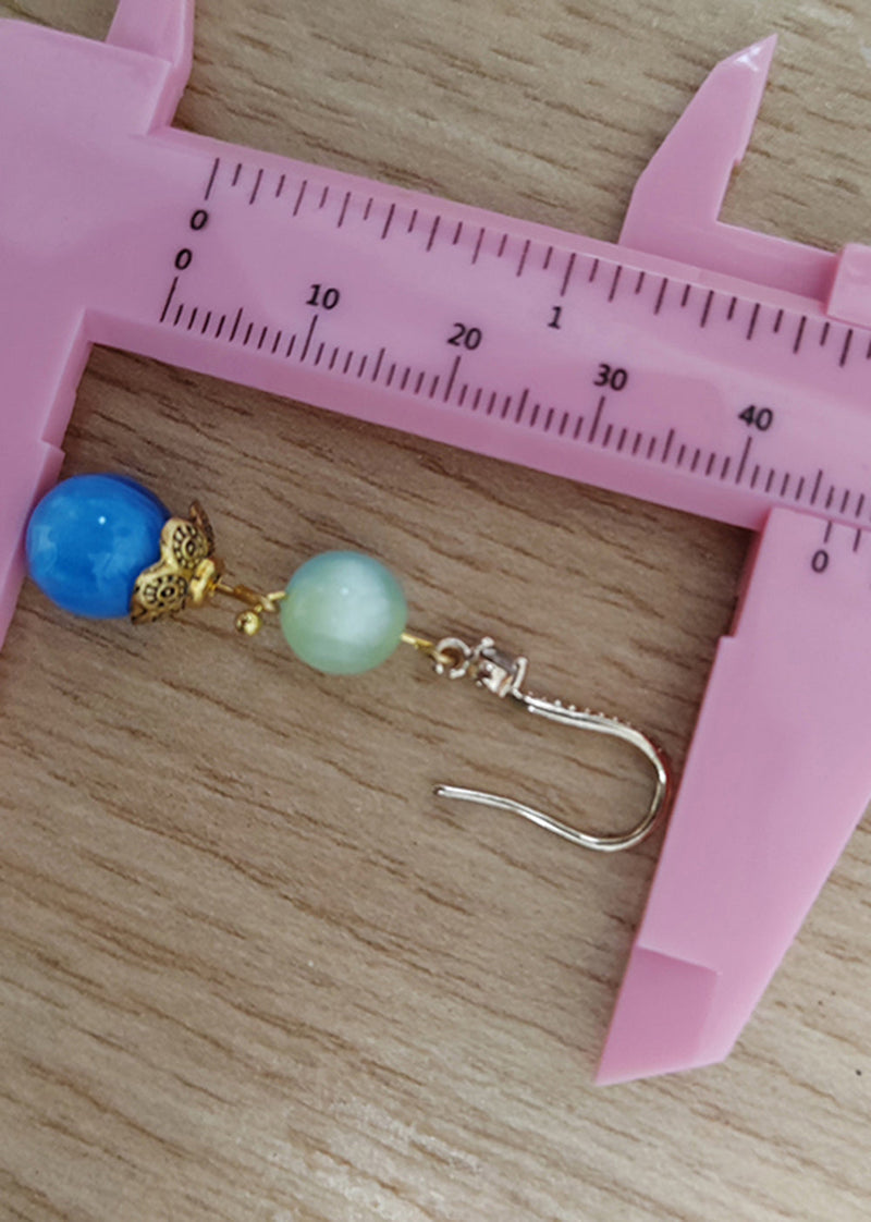 Peacock Blue Opal Zircon Drop Earrings