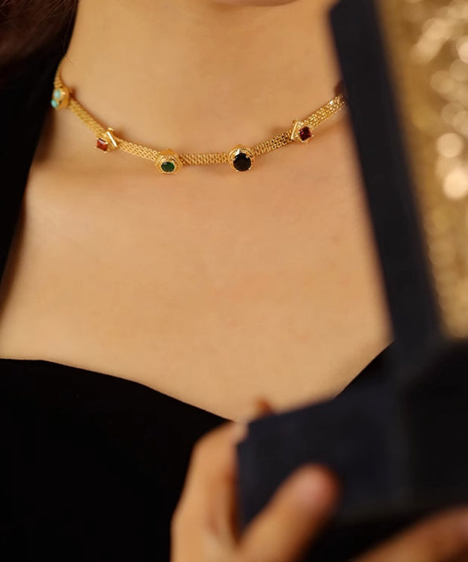 Rainbow Alloy Zircon Turquoise Gem Stone Princess Necklace