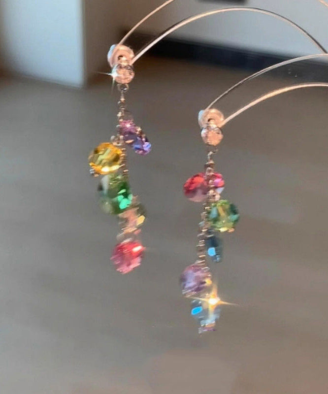 Rainbow Copper Overgild Zircon Tassel Drop Earrings