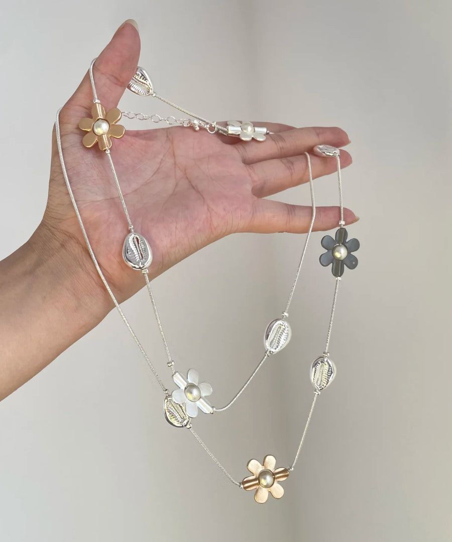 Rainbow Metal Alloy Zircon Gratuated Bead Necklace
