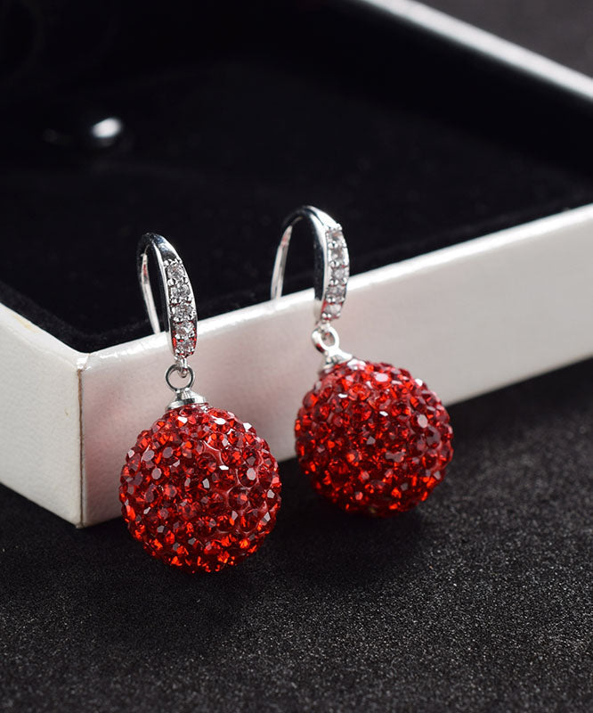 Red Sterling Silver Zircon Drop Earrings Tw1019