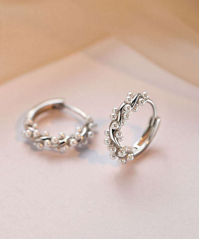Silk Sterling Silver Pearl Stud Earrings