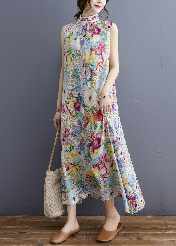 Turtleneck Print Holiday Maxi Dresses Summer Ac2009