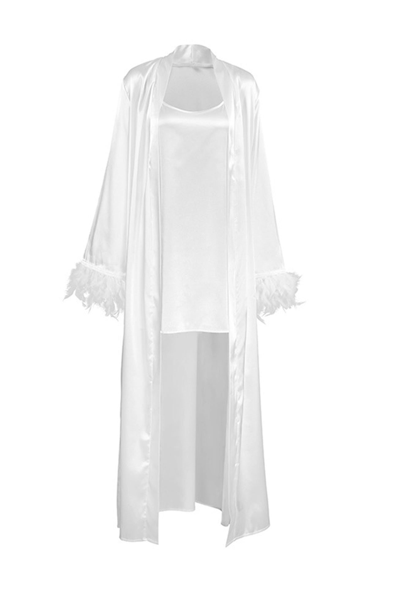 Feather Long Cardigan Mini Dress Loungewear