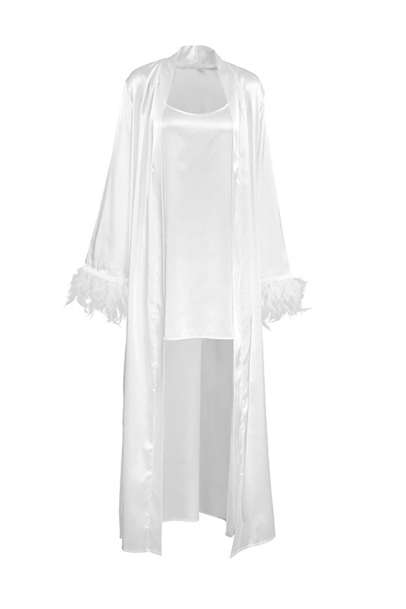 Feather Long Cardigan Mini Dress Loungewear