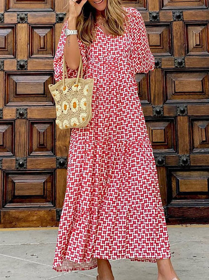 Female Loose V Neck Long Dress