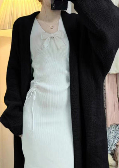 Fine Blue V Neck Mink Hair Knitted Cardigan Fall Rl012