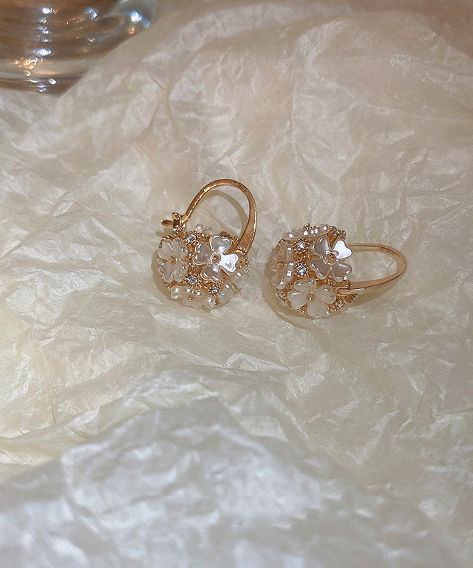 Fine Gold Alloy Acrylic Zircon Ball Stud Earrings