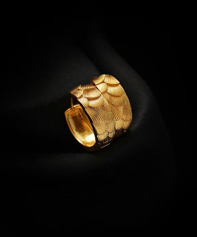 Fine Gold Copper Alloy Fish Scale Hoop Earrings