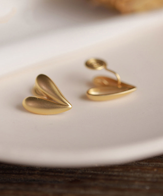 Gold Lovestud Copper Earrings Alloy Fine