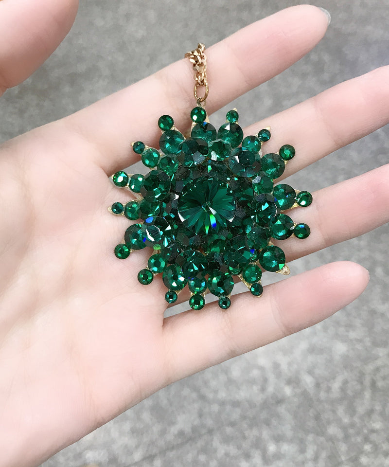 Fine Green Sterling Silver Overgild Crystal Pendant Necklace ,ring and Watch Three Piece Set