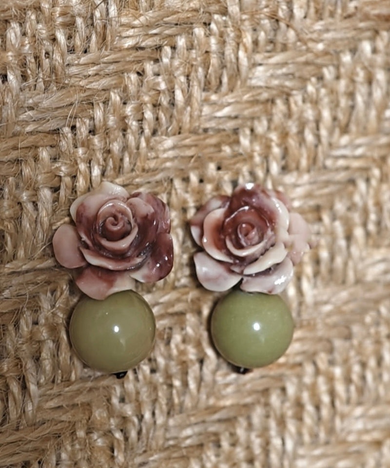 Fine Light Green Copper Alloy Tie Dye Shell Drop Earrings
