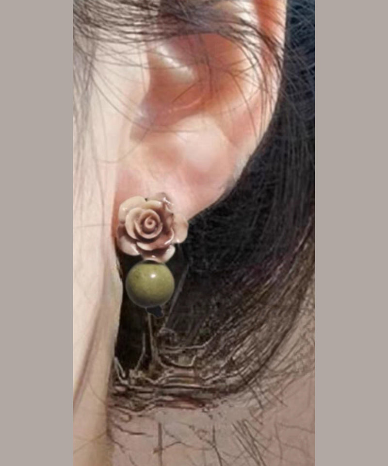 Fine Light Green Copper Alloy Tie Dye Shell Drop Earrings