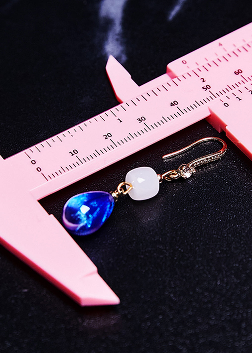 Fine Peacock Blue Water Droplet Gem Stone Style Drop Earrings