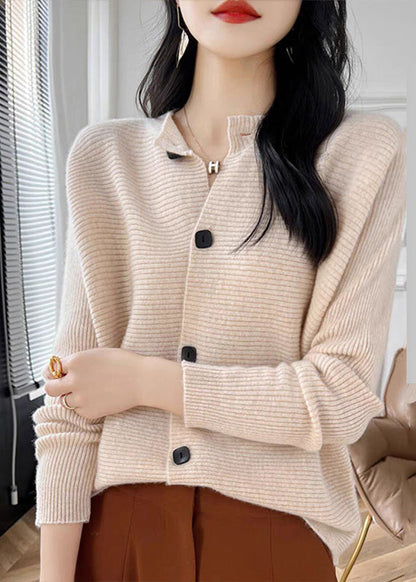 Fine Pink O-neck Button Cotton Knit Cardigans Fall Qp046