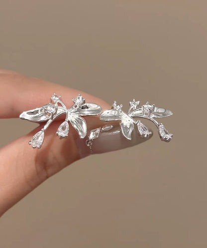 Fine Silk Copper Overgild Zircon Butterfly Stud Earrings