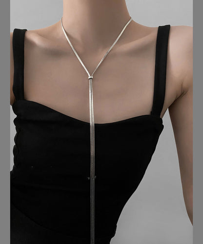 Fine Silk Sterling Silver Pullable Long Necklace Qq073