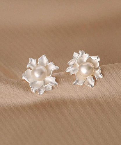 Fine White Alloy Asymmetrical Pearl Stud Earrings