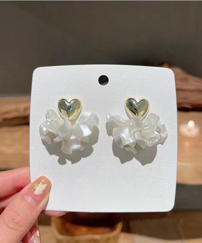 Fine White Sterling Silver Love Drop Earrings