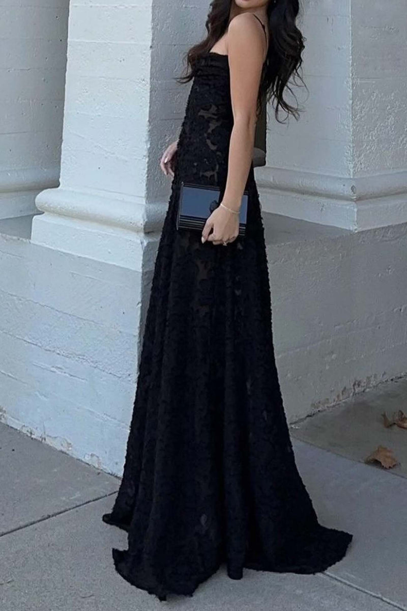 Jacquard Tassel Lace Up Maxi Dress