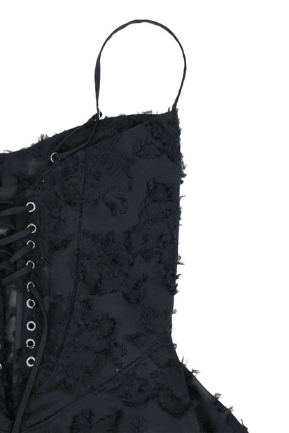 Jacquard Tassel Lace Up Maxi Dress