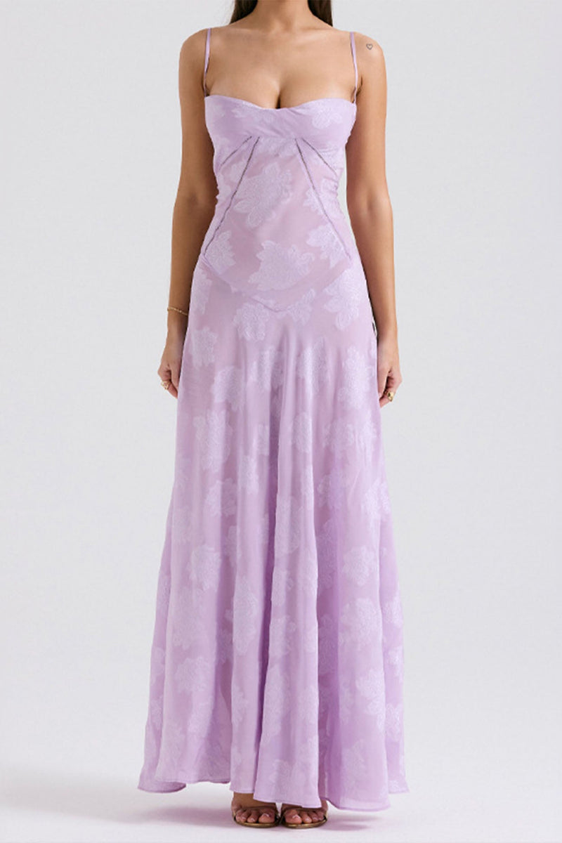 Jacquard Tassel Lace Up Maxi Dress