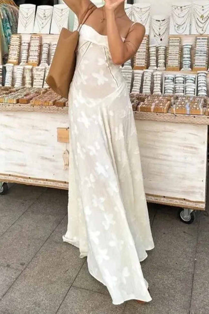 Jacquard Tassel Lace Up Maxi Dress