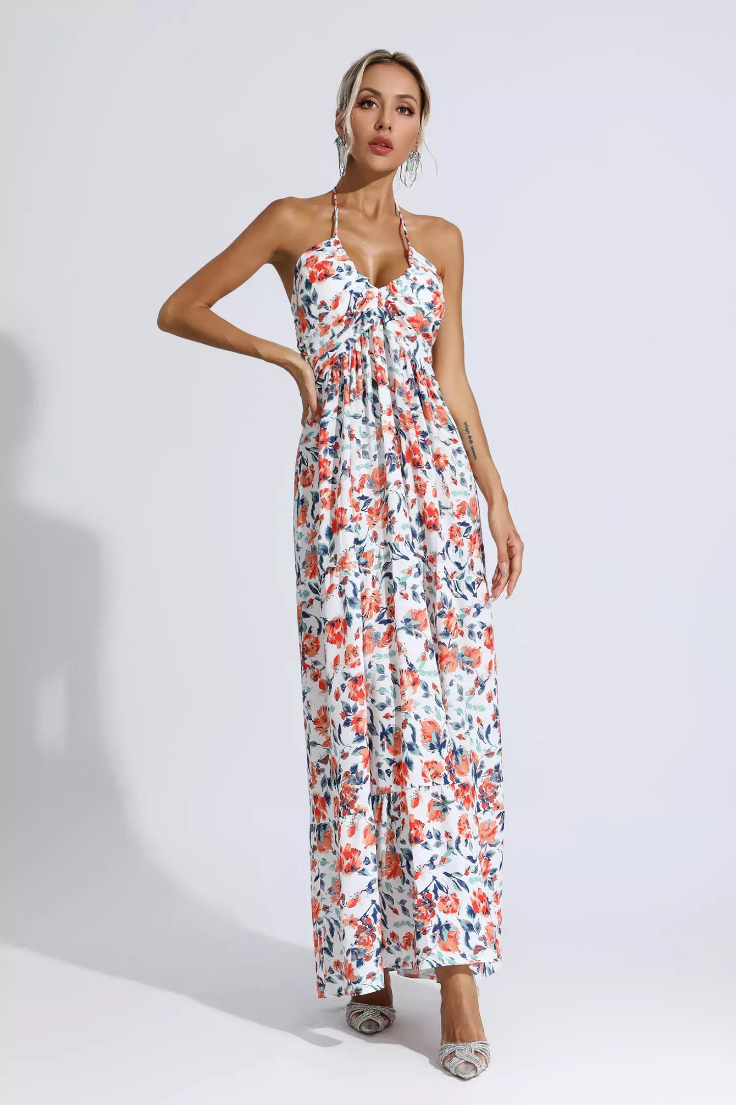 Frances Orange Printed Maxi Dress