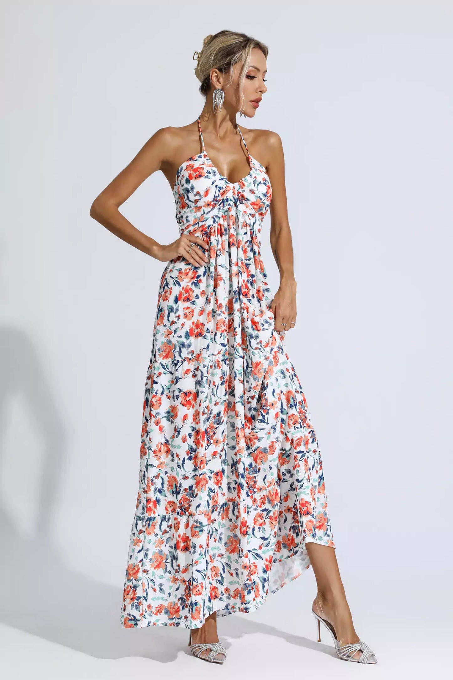 Frances Orange Printed Maxi Dress